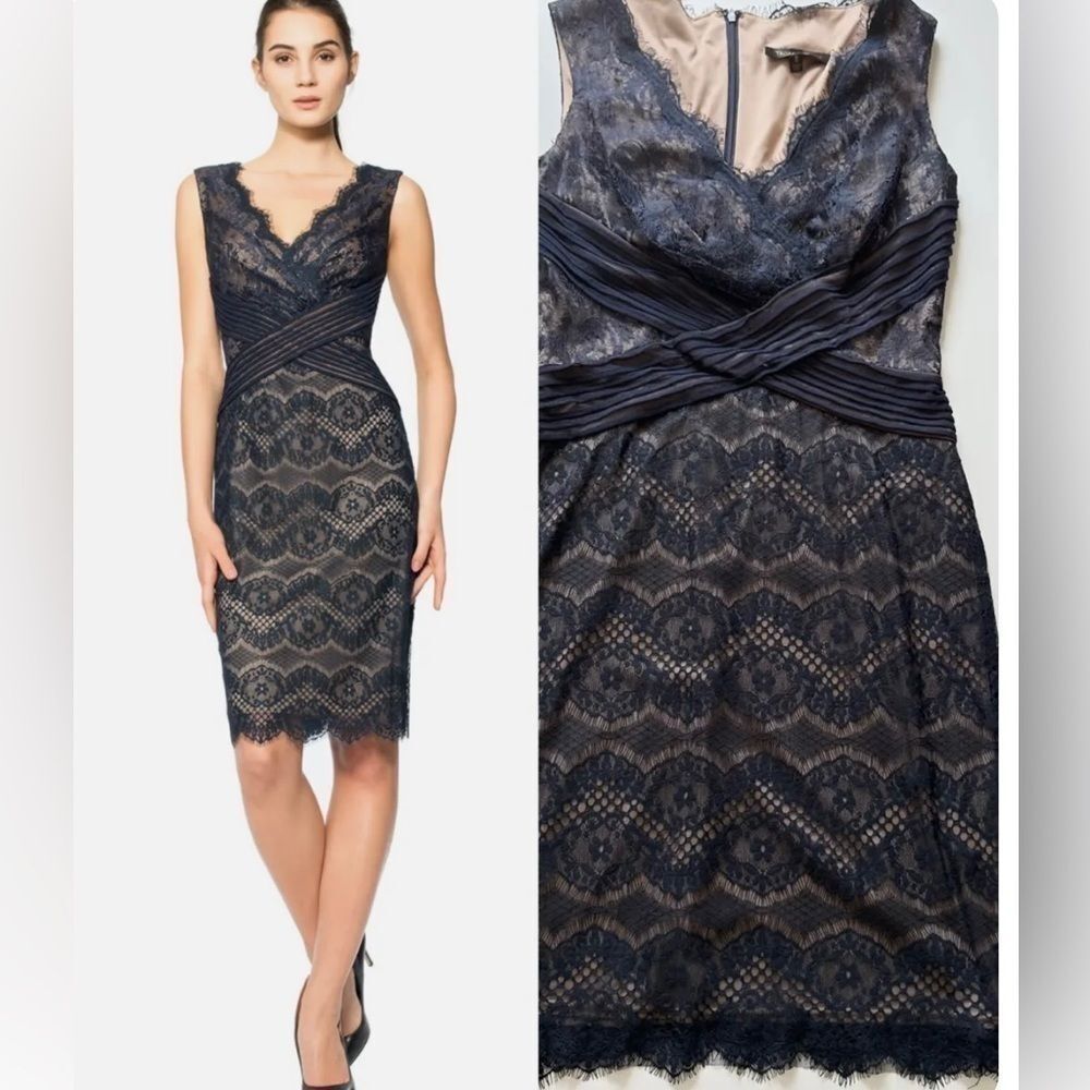 Tadashi Shoji Midnight Lace Midi Dress
